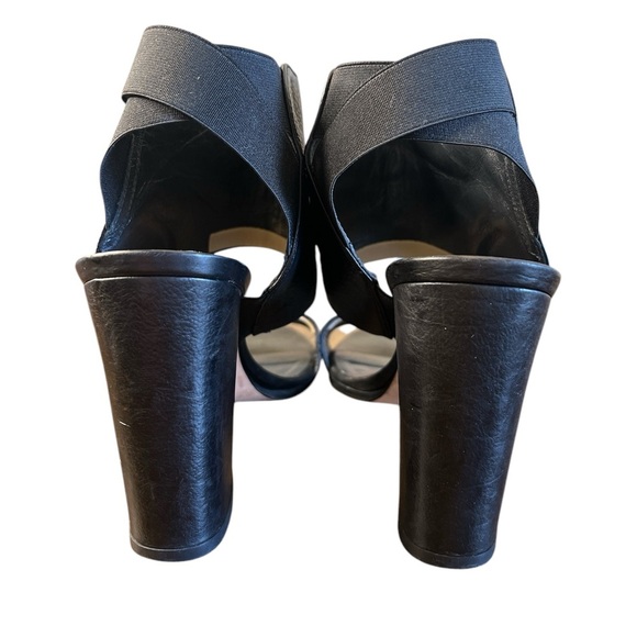 Stuart Weitzman Black Leather Open Toe Block Heel Sandals Women’s 10 - Picture 3 of 5